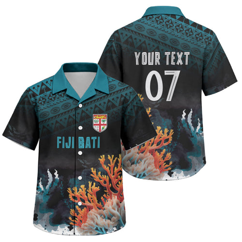Fiji Bati Rugby Custom Viti Masi Family Matching Summer Maxi Dress and Hawaiian Shirt Coral Motifs