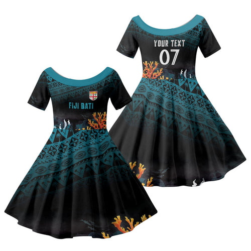 Fiji Bati Rugby Custom Viti Masi Family Matching Tank Maxi Dress and Hawaiian Shirt Coral Motifs