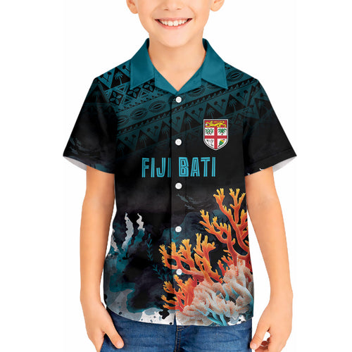 Fiji Bati Rugby Custom Viti Masi Hawaiian Shirt Coral Motifs