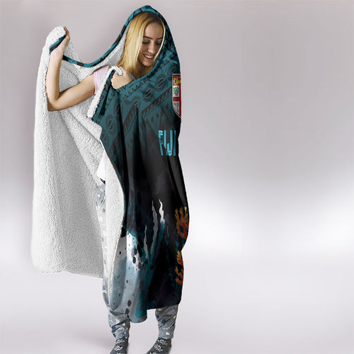 Fiji Bati Rugby Viti Masi Hooded Blanket Coral Motifs