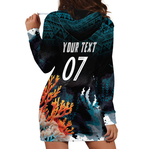 Fiji Bati Rugby Custom Viti Masi Hoodie Dress Coral Motifs