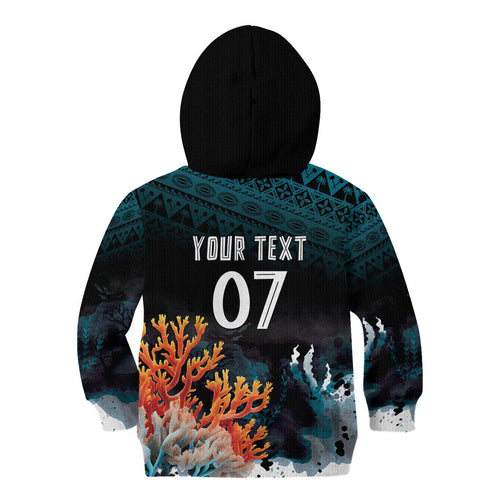 Fiji Bati Rugby Custom Viti Masi Kid Hoodie Coral Motifs