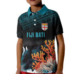 Fiji Bati Rugby Custom Viti Masi Kid Polo Shirt Coral Motifs
