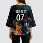 Fiji Bati Rugby Custom Viti Masi Kimono Sleeve Blouse Coral Motifs