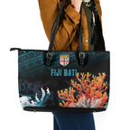 Fiji Bati Rugby Viti Masi Leather Tote Bag Coral Motifs