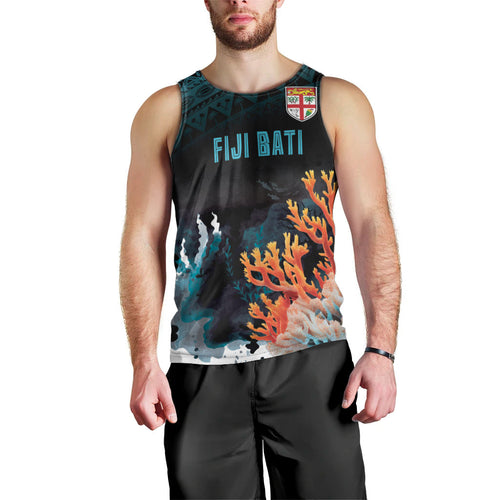Fiji Bati Rugby Custom Viti Masi Men Tank Top Coral Motifs