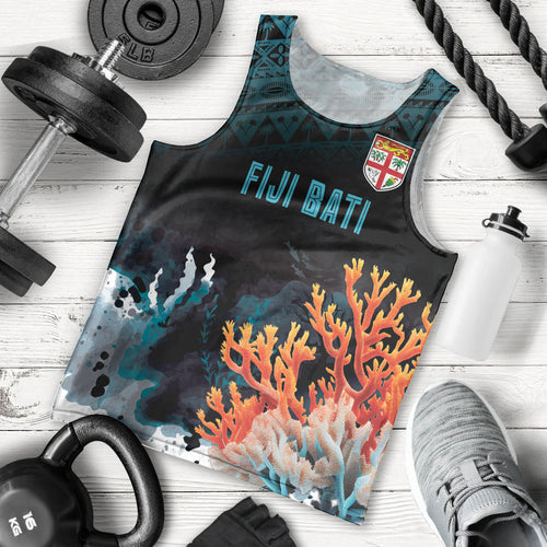 Fiji Bati Rugby Custom Viti Masi Men Tank Top Coral Motifs