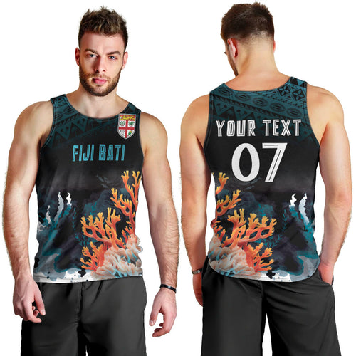 Fiji Bati Rugby Custom Viti Masi Men Tank Top Coral Motifs