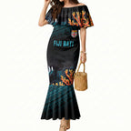 Fiji Bati Rugby Custom Viti Masi Mermaid Dress Coral Motifs