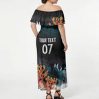 Fiji Bati Rugby Custom Viti Masi Off Shoulder Maxi Dress Coral Motifs