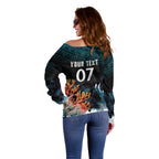 Fiji Bati Rugby Custom Viti Masi Off Shoulder Sweater Coral Motifs