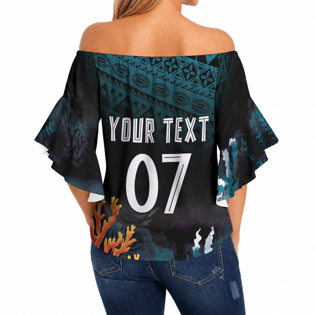 Fiji Bati Rugby Custom Viti Masi Off Shoulder Wrap Waist Top Coral Motifs