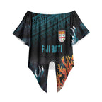 Fiji Bati Rugby Custom Viti Masi Off Shoulder Wrap Waist Top Coral Motifs