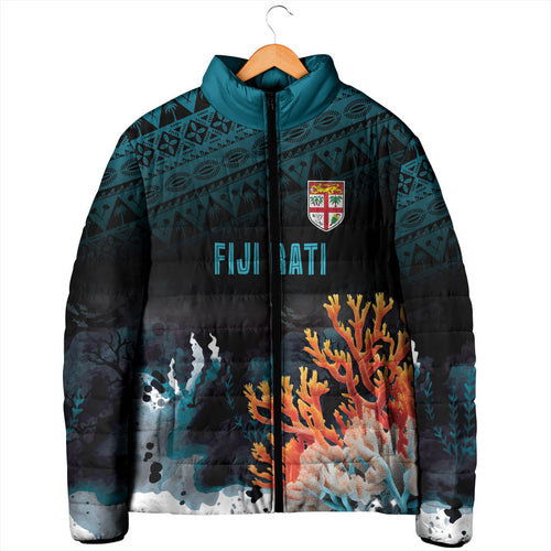 Fiji Bati Rugby Custom Viti Masi Padded Jacket Coral Motifs
