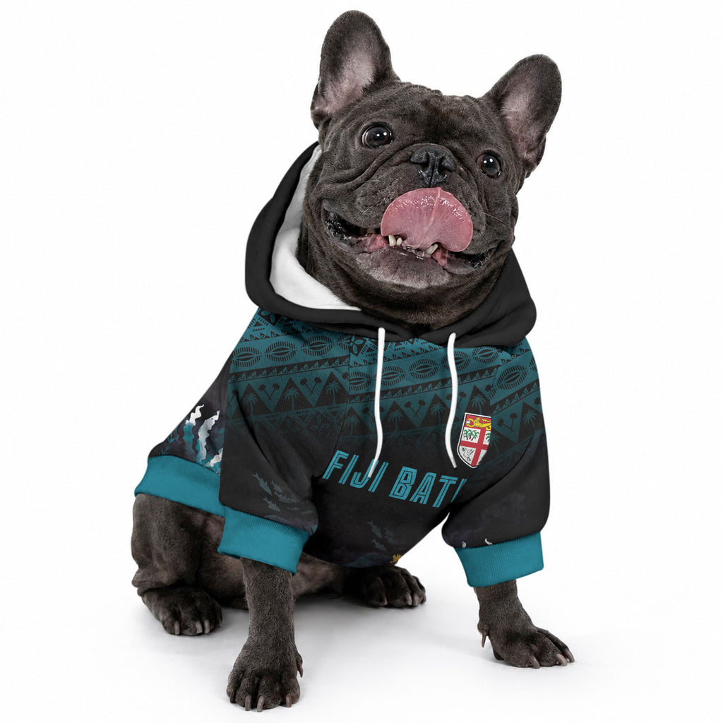 Fiji Bati Rugby Custom Viti Masi Pet Hoodie Coral Motifs