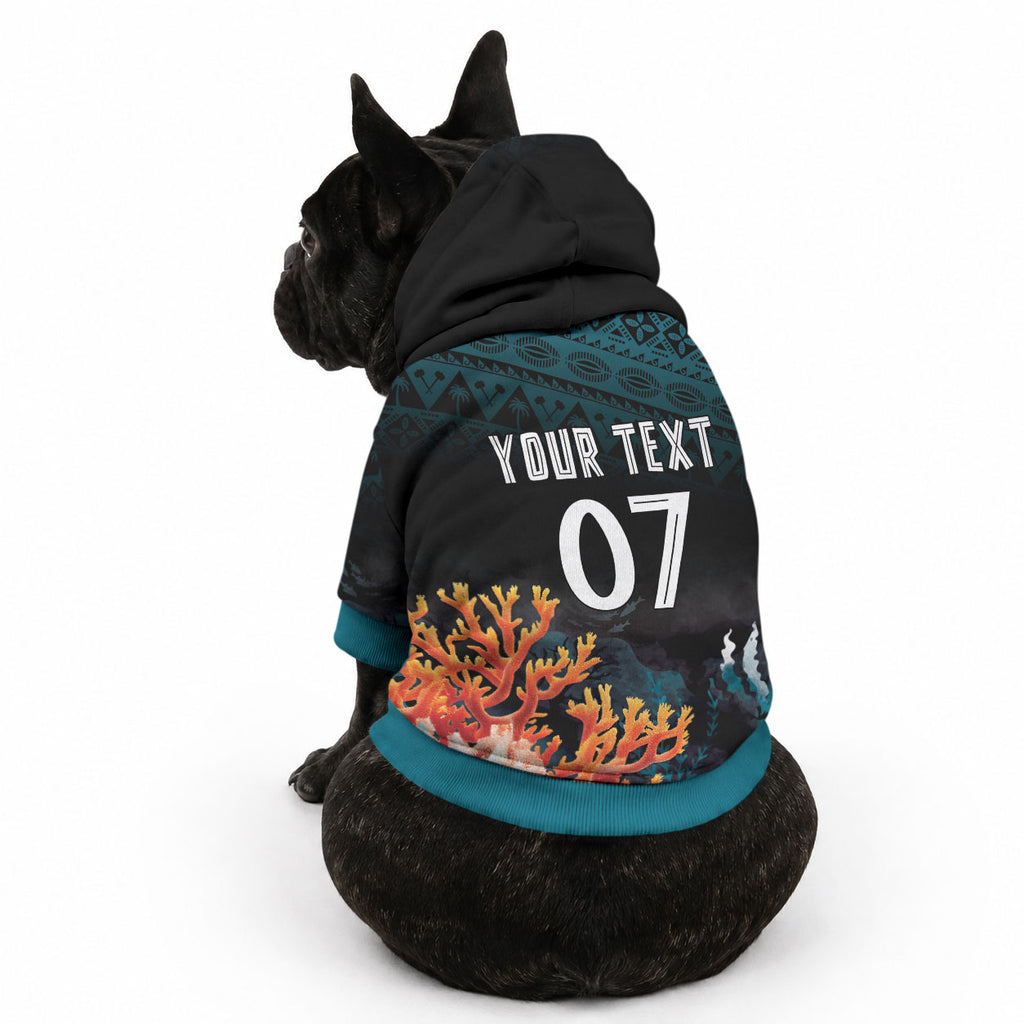 Fiji Bati Rugby Custom Viti Masi Pet Hoodie Coral Motifs