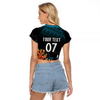 Fiji Bati Rugby Custom Viti Masi Raglan Cropped T Shirt Coral Motifs