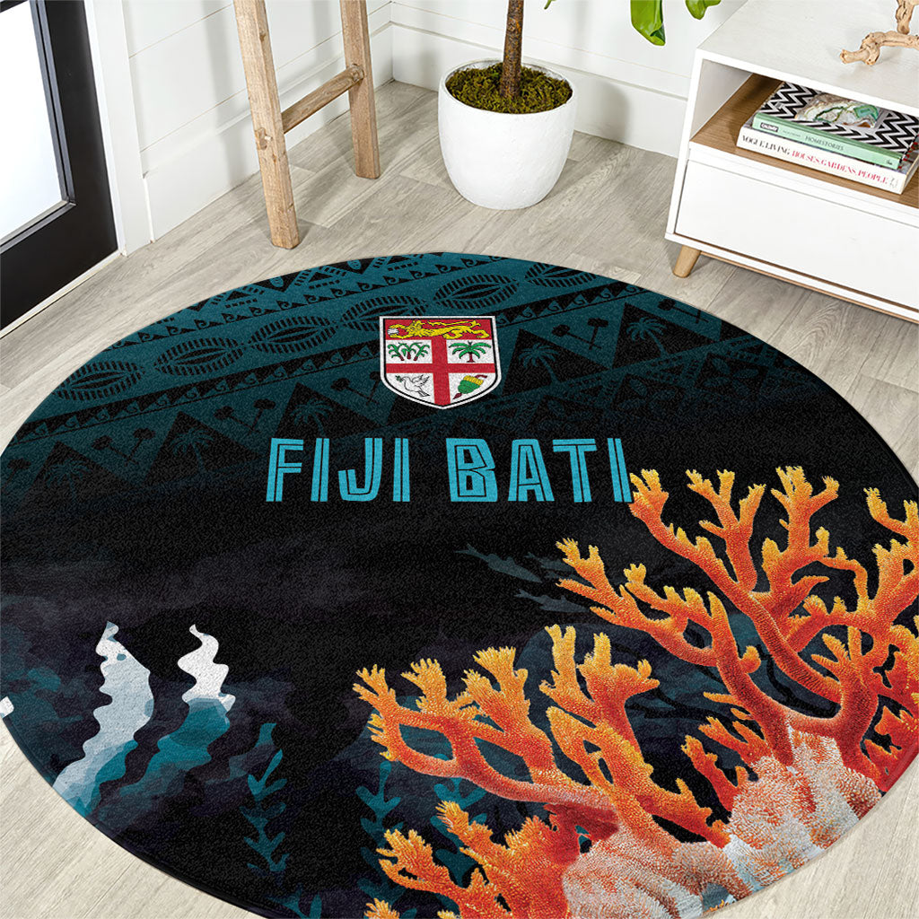 Fiji Bati Rugby Viti Masi Round Carpet Coral Motifs