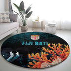 Fiji Bati Rugby Viti Masi Round Carpet Coral Motifs
