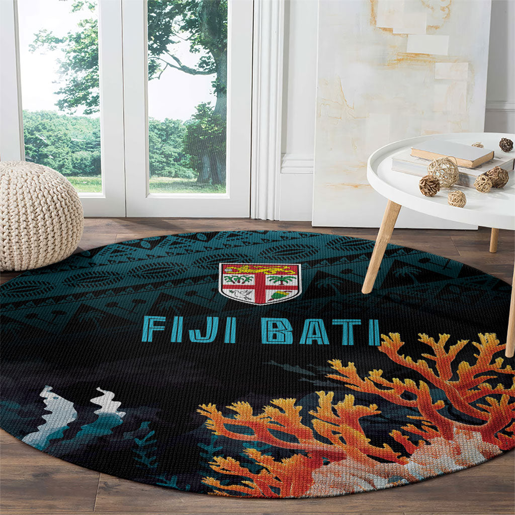 Fiji Bati Rugby Viti Masi Round Carpet Coral Motifs