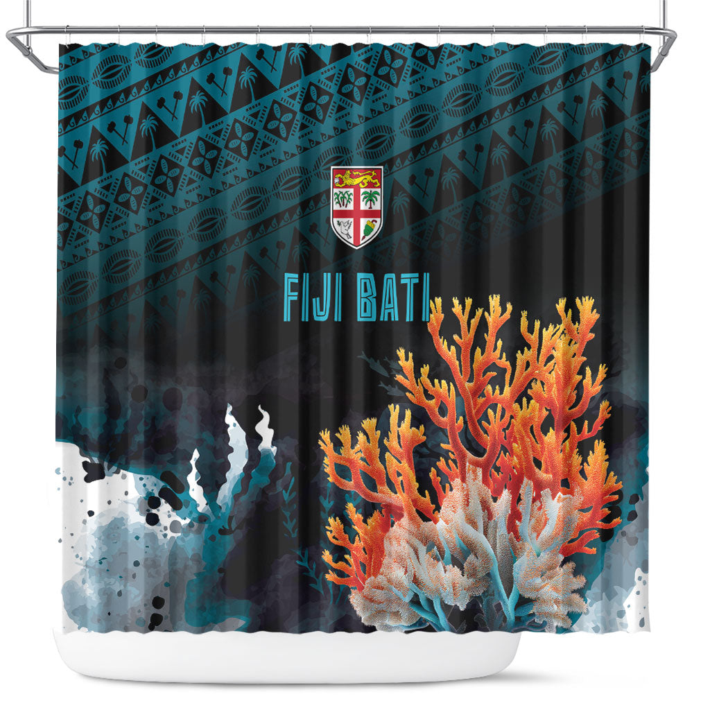 Fiji Bati Rugby Viti Masi Shower Curtain Coral Motifs