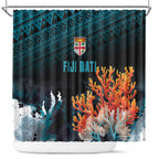 Fiji Bati Rugby Viti Masi Shower Curtain Coral Motifs
