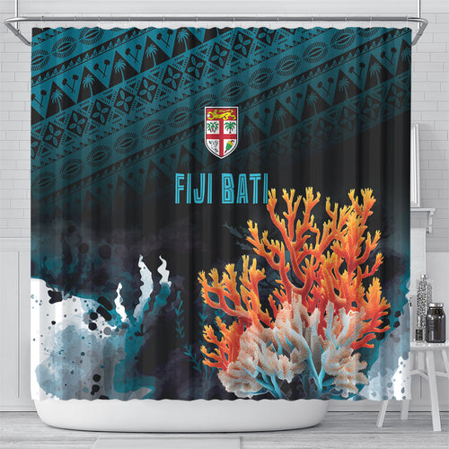 Fiji Bati Rugby Viti Masi Shower Curtain Coral Motifs