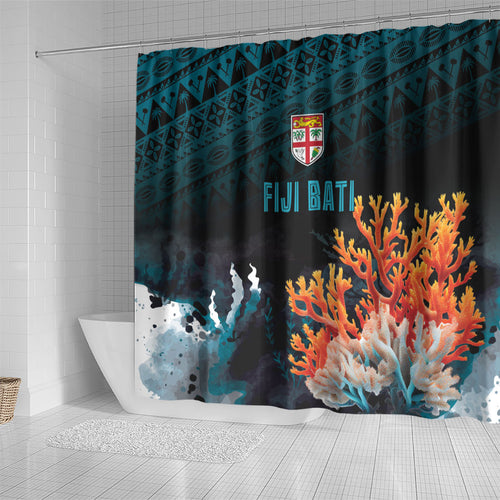 Fiji Bati Rugby Viti Masi Shower Curtain Coral Motifs