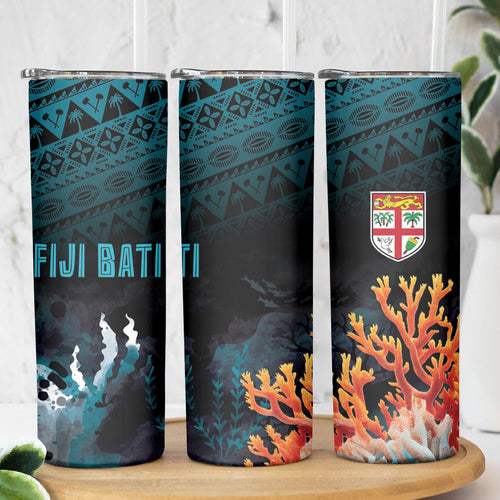 Fiji Bati Rugby Viti Masi Skinny Tumbler Coral Motifs