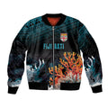 Fiji Bati Rugby Custom Viti Masi Sleeve Zip Bomber Jacket Coral Motifs
