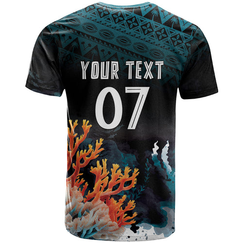 Fiji Bati Rugby Custom Viti Masi T Shirt Coral Motifs