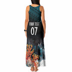 Fiji Bati Rugby Custom Viti Masi Tank Maxi Dress Coral Motifs