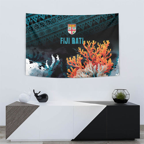 Fiji Bati Rugby Viti Masi Tapestry Coral Motifs
