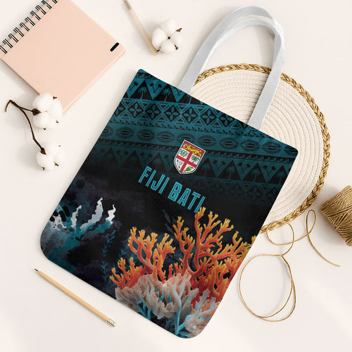Fiji Bati Rugby Viti Masi Tote Bag Coral Motifs