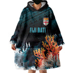 Fiji Bati Rugby Custom Viti Masi Wearable Blanket Hoodie Coral Motifs