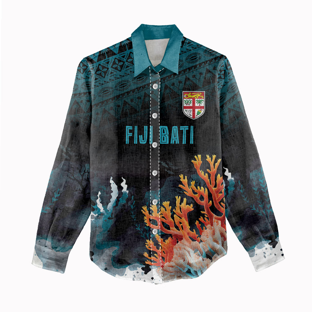 Fiji Bati Rugby Custom Viti Masi Women Casual Shirt Coral Motifs