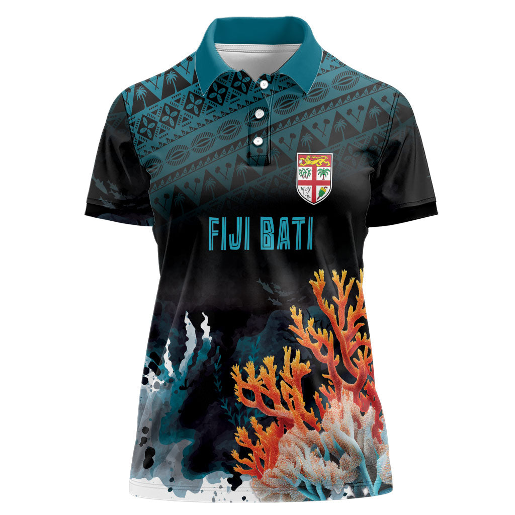 Fiji Bati Rugby Custom Viti Masi Women Polo Shirt Coral Motifs