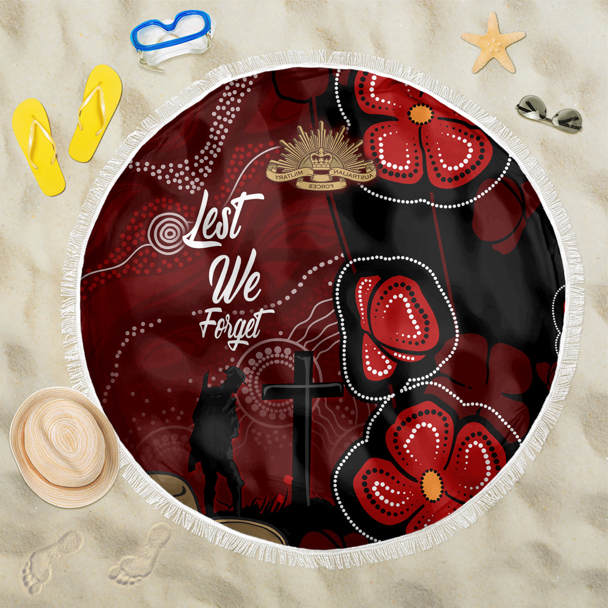 ANZAC Aboriginal Australia Beach Blanket For the Fallen