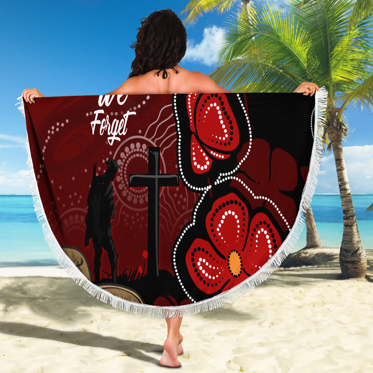 ANZAC Aboriginal Australia Beach Blanket For the Fallen