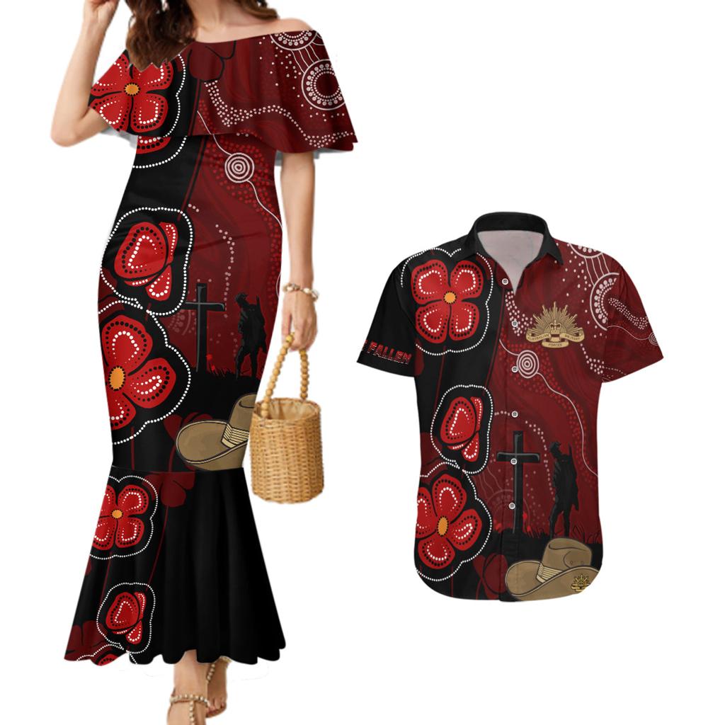 ANZAC Aboriginal Australia Couples Matching Mermaid Dress and Hawaiian Shirt For the Fallen