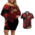 ANZAC Aboriginal Australia Couples Matching Off Shoulder Short Dress and Hawaiian Shirt For the Fallen