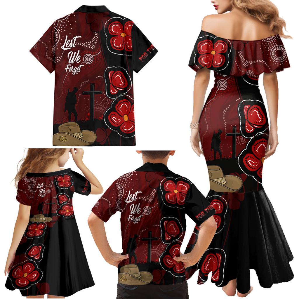 ANZAC Aboriginal Australia Family Matching Mermaid Dress and Hawaiian Shirt For the Fallen