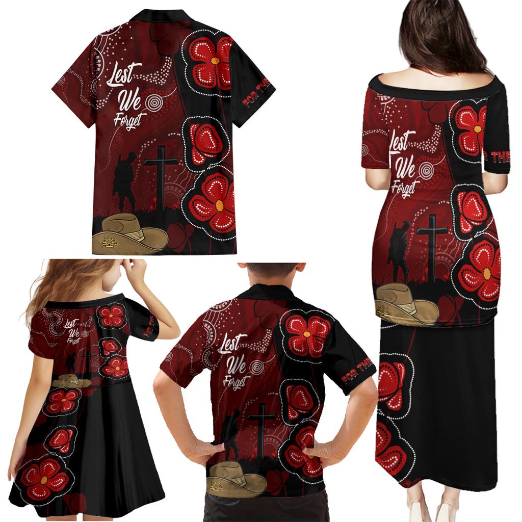 ANZAC Aboriginal Australia Family Matching Puletasi and Hawaiian Shirt For the Fallen