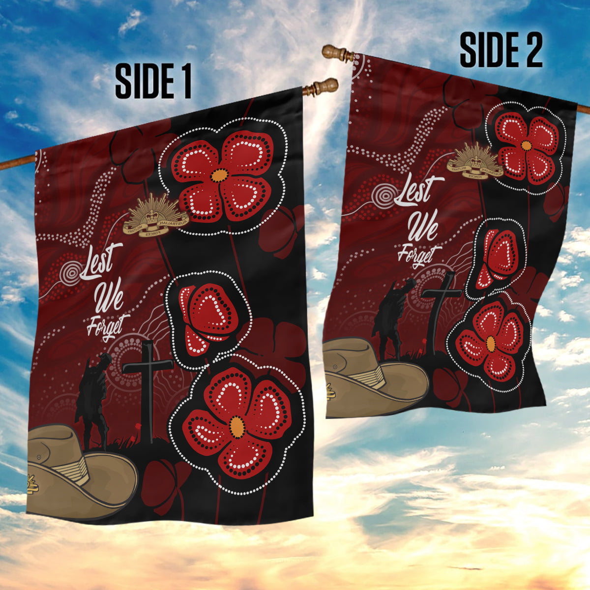 ANZAC Aboriginal Australia Garden Flag For the Fallen
