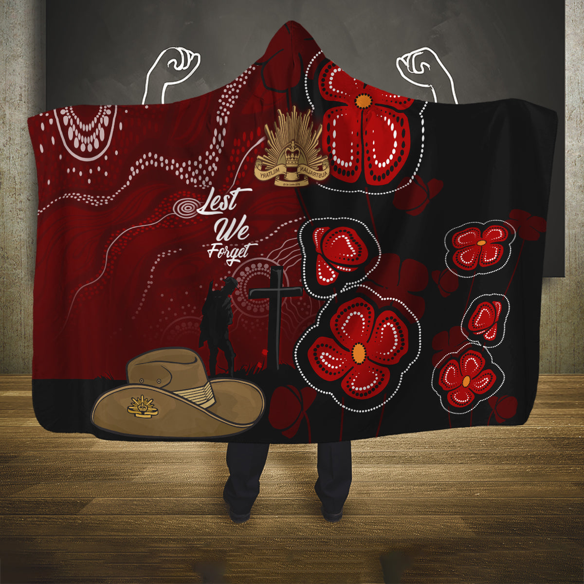 ANZAC Aboriginal Australia Hooded Blanket For the Fallen