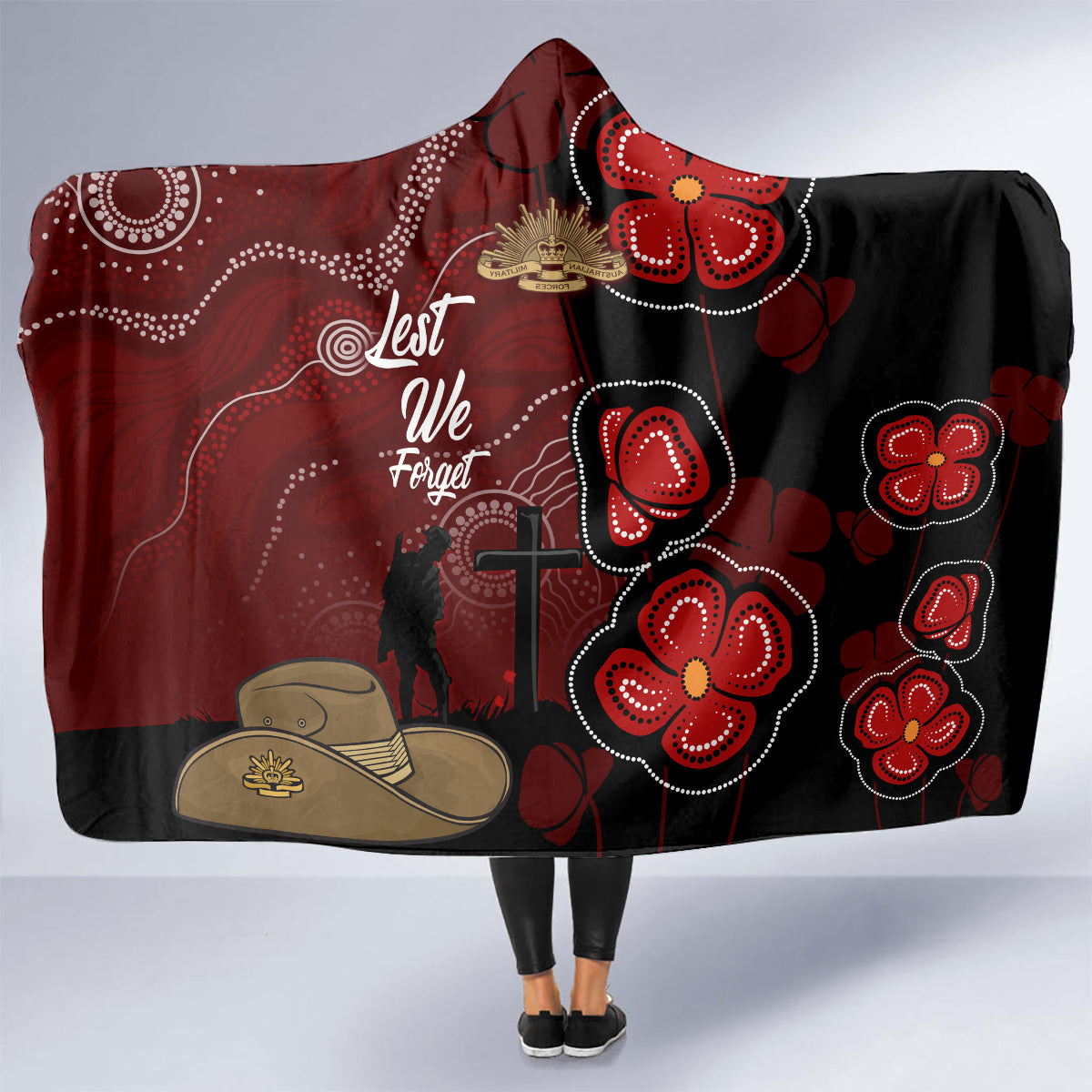 ANZAC Aboriginal Australia Hooded Blanket For the Fallen