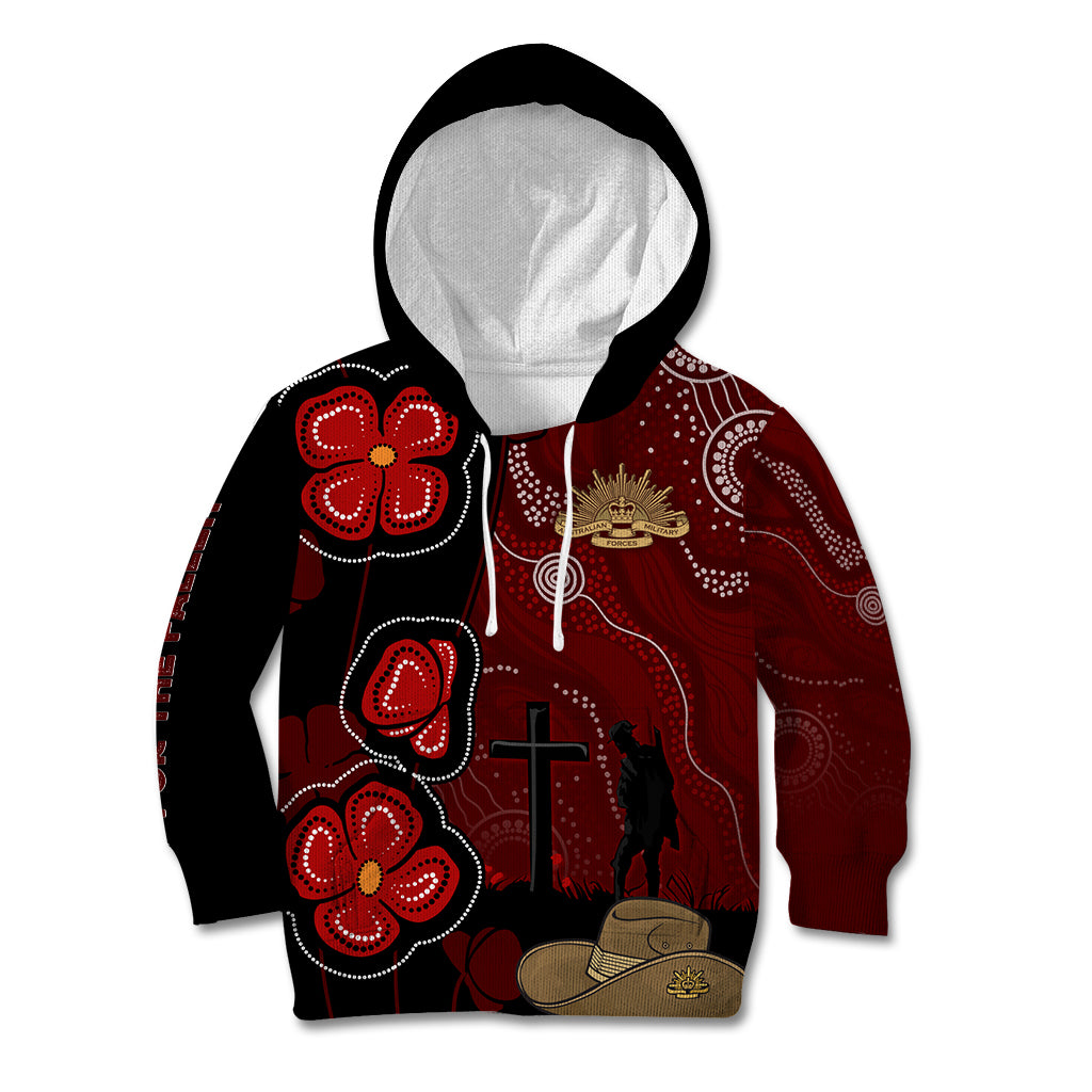 ANZAC Aboriginal Australia Kid Hoodie For the Fallen