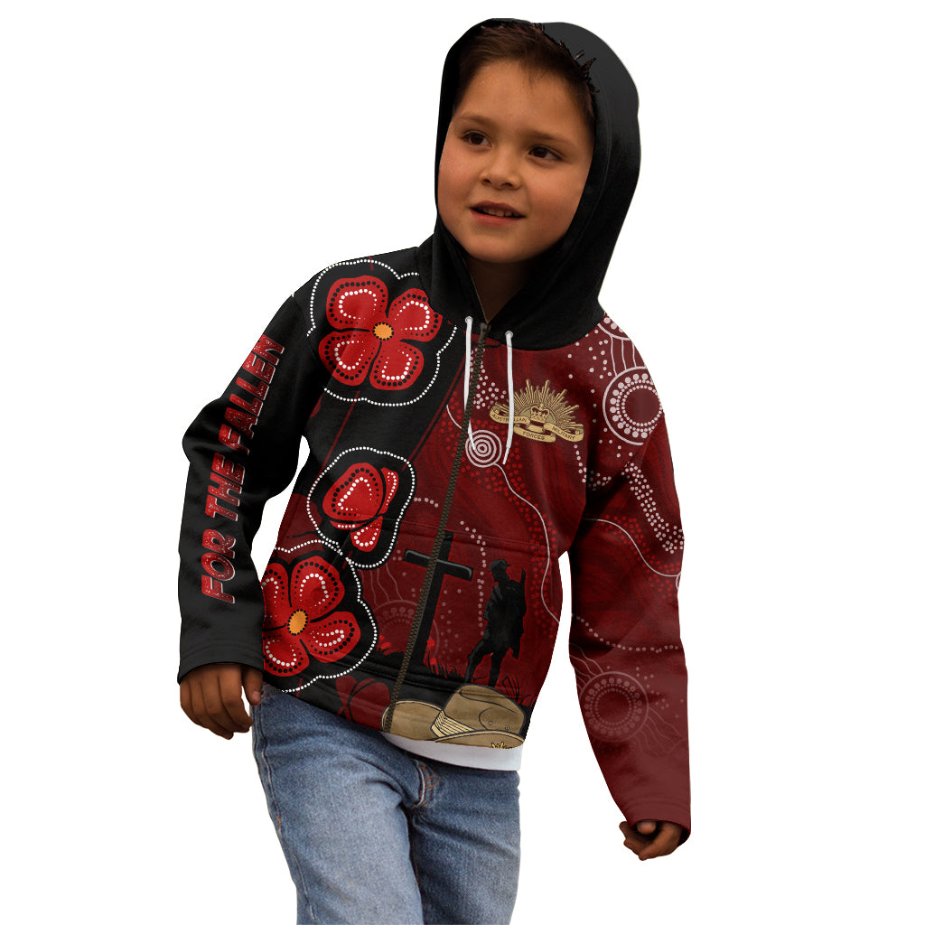 ANZAC Aboriginal Australia Kid Hoodie For the Fallen