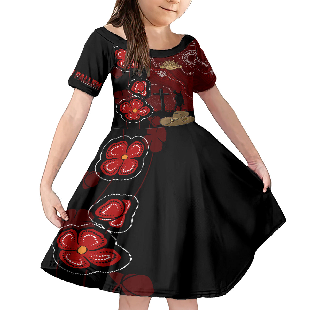 ANZAC Aboriginal Australia Kid Short Sleeve Dress For the Fallen