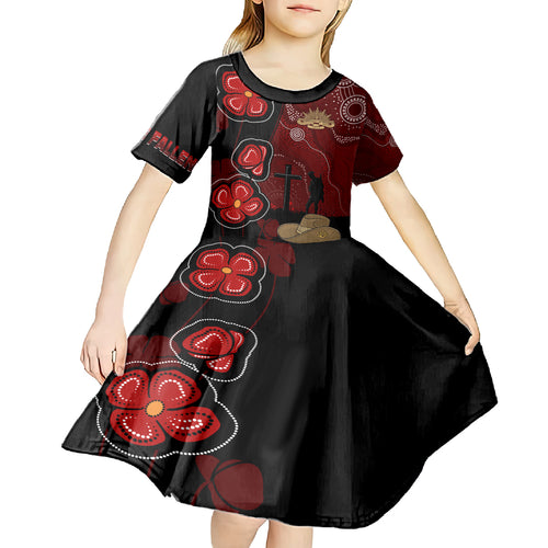 ANZAC Aboriginal Australia Kid Short Sleeve Dress For the Fallen